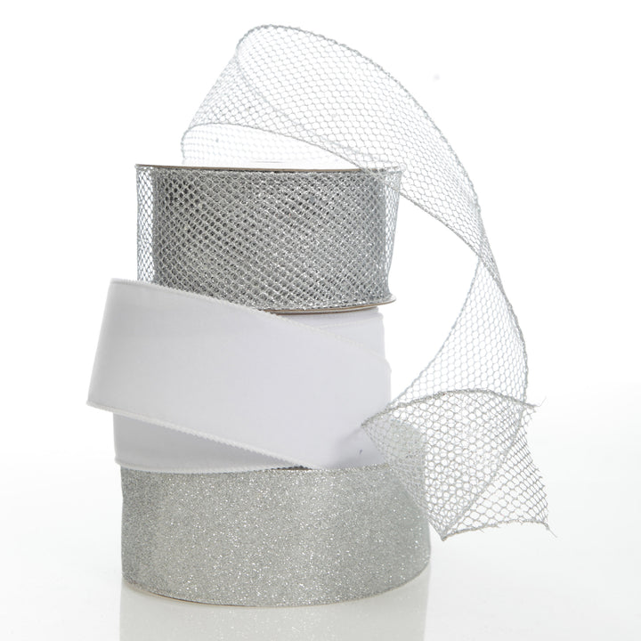 Silver Wired Christmas RIbbon - 6.5cm
