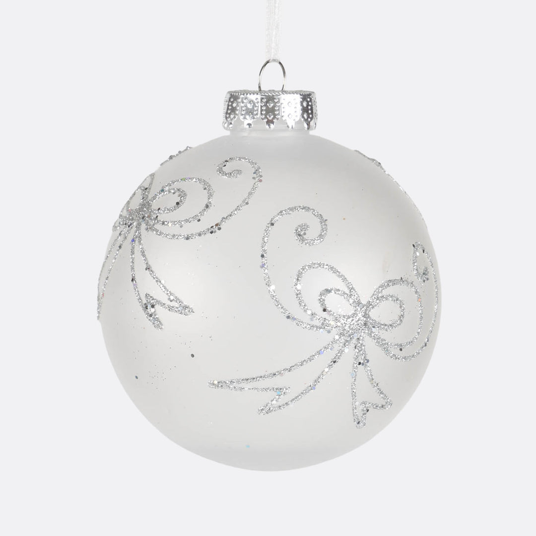 Silver Gloss and Hand Painted Baubles - Set of 4