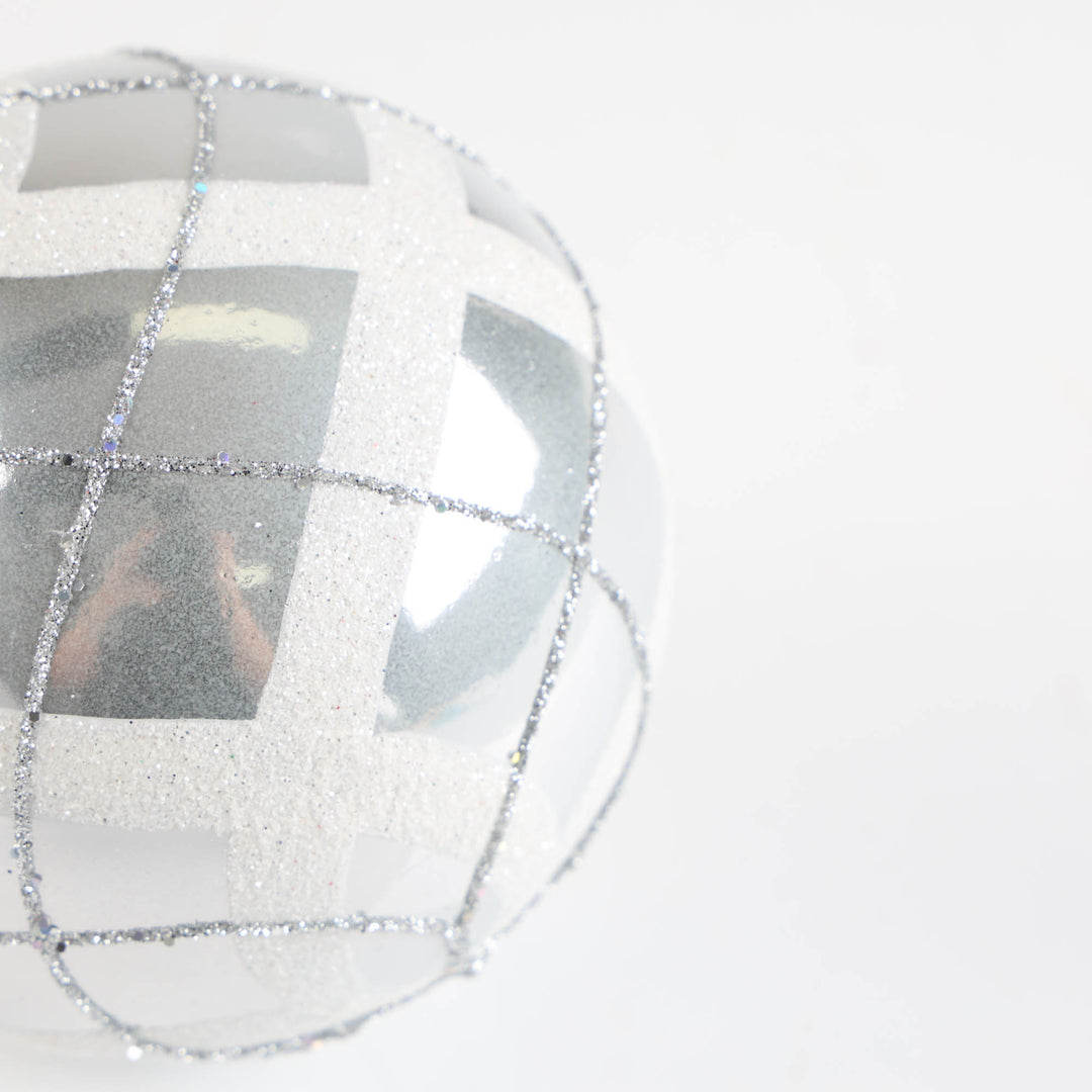 Silver Gloss and Hand Painted Baubles - Set of 4