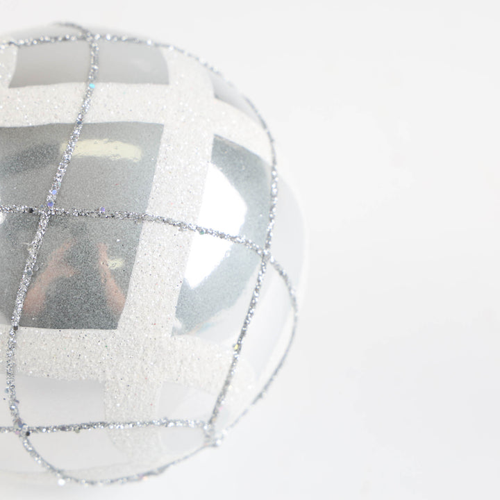 Silver Gloss and Hand Painted Baubles - Set of 4
