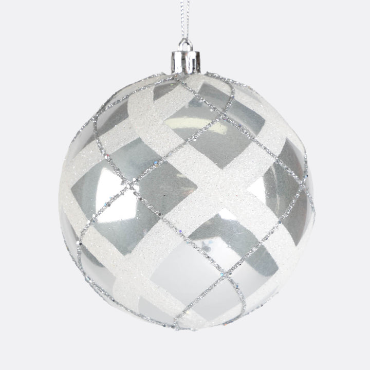Silver Gloss and Hand Painted Baubles - Set of 4