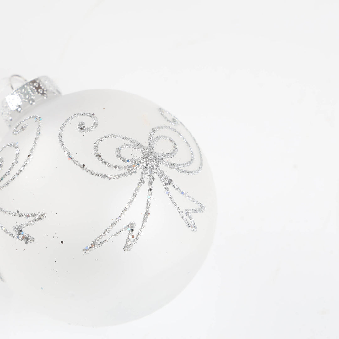 Silver Gloss and Hand Painted Baubles - Set of 4