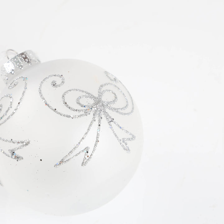 Silver Gloss and Hand Painted Baubles - Set of 4