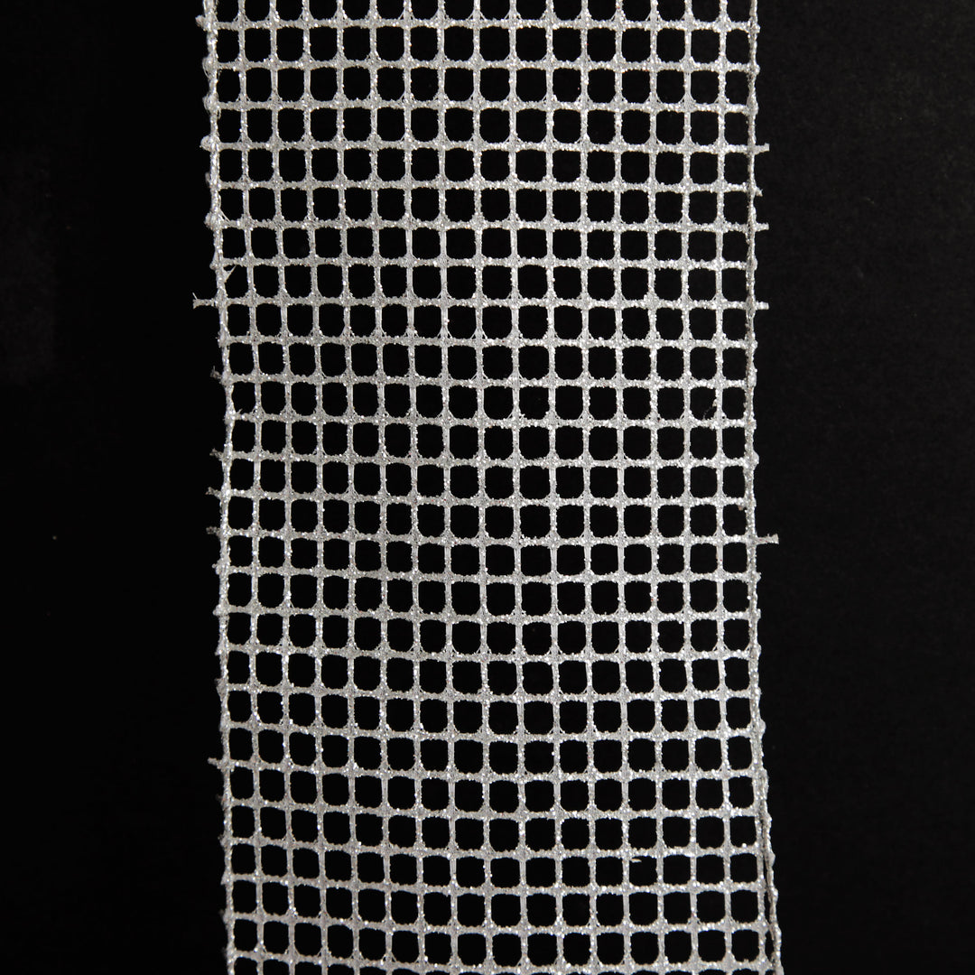 Silver Mesh Wired Christmas RIbbon Garland