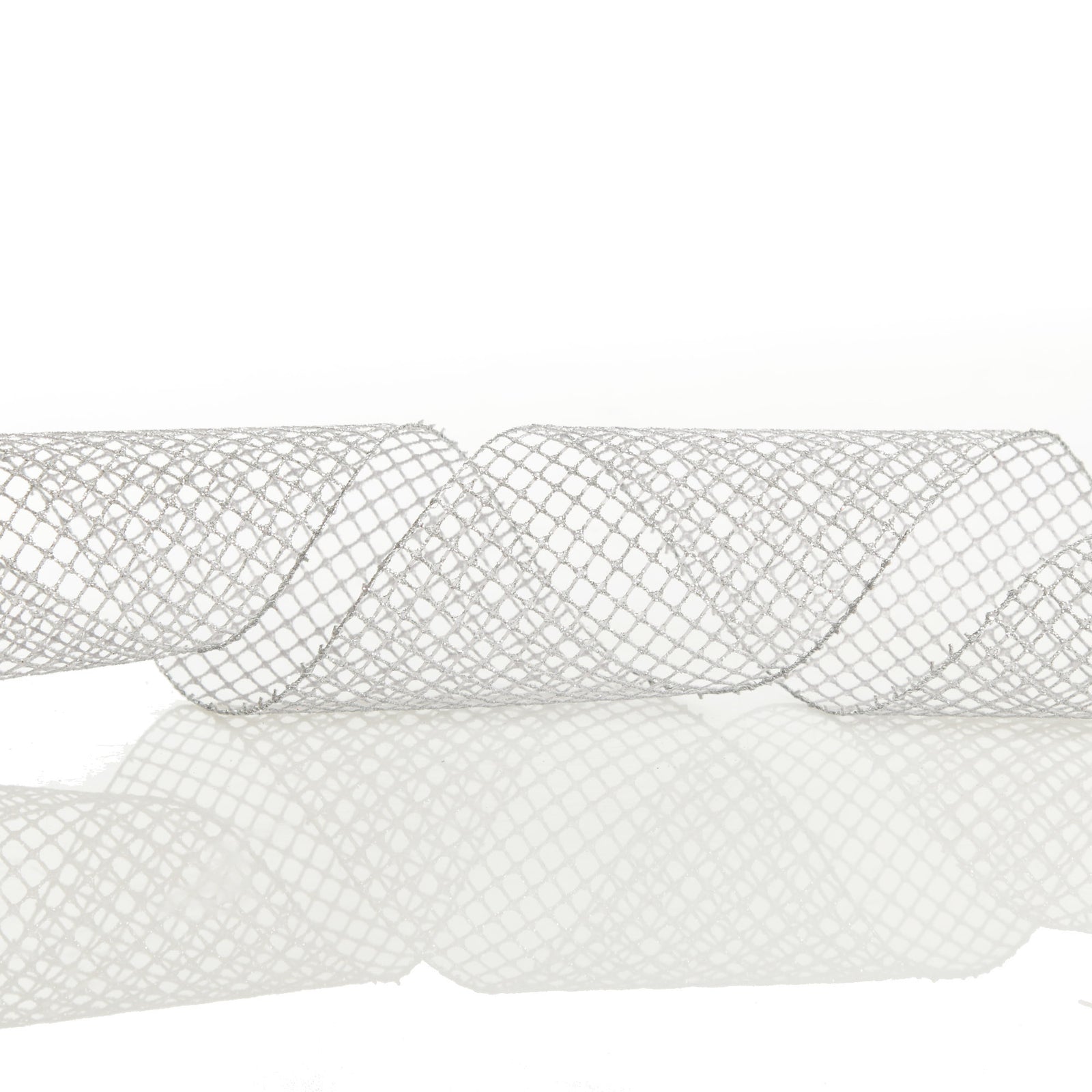 Silver Mesh Wired Christmas RIbbon Garland