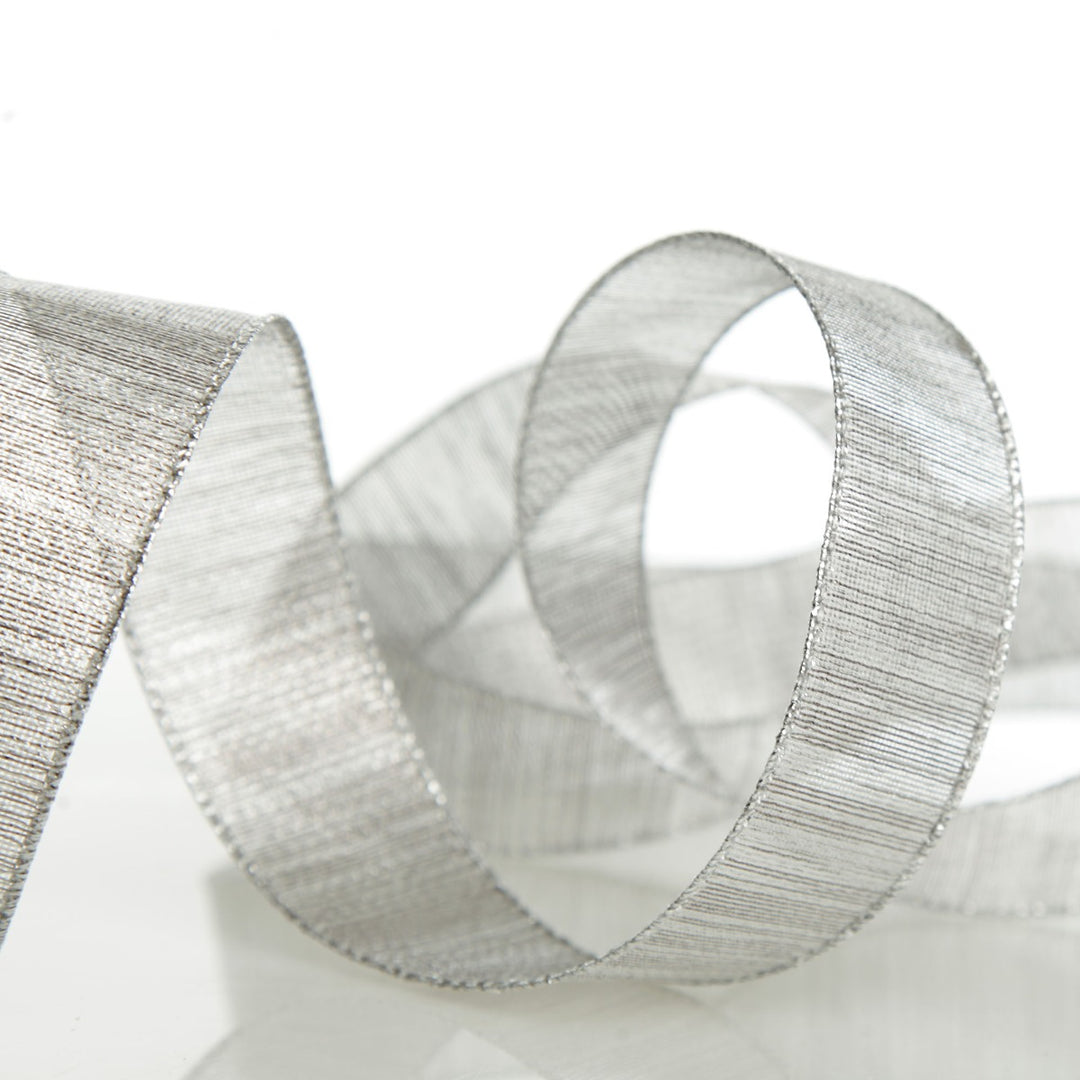 Silver Metallic Shimmer Wired Ribbon