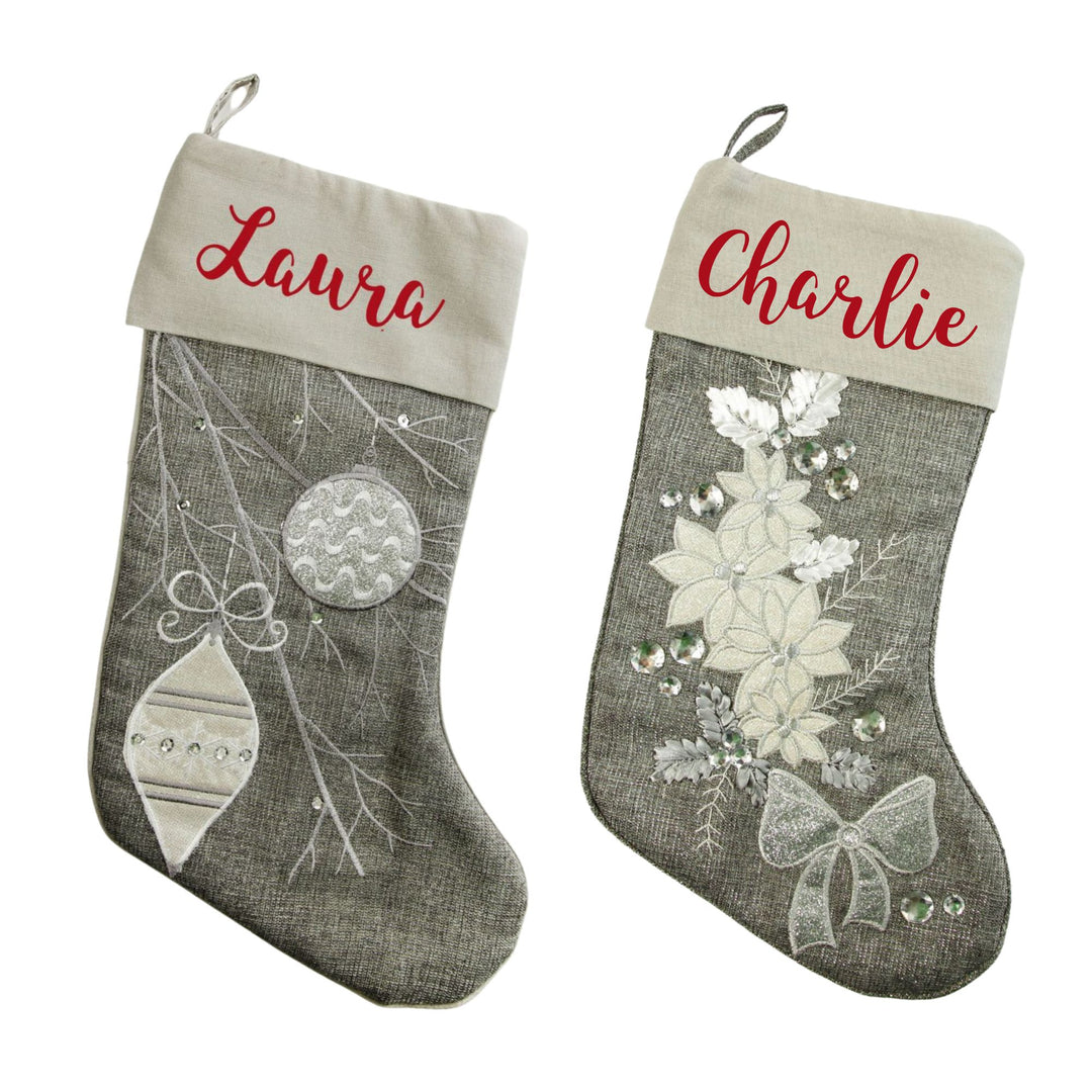 Silver Motif Christmas Stocking Bundle