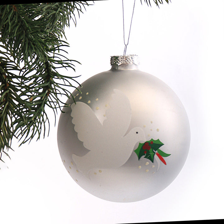 Silver Peace Doves Christmas Bauble