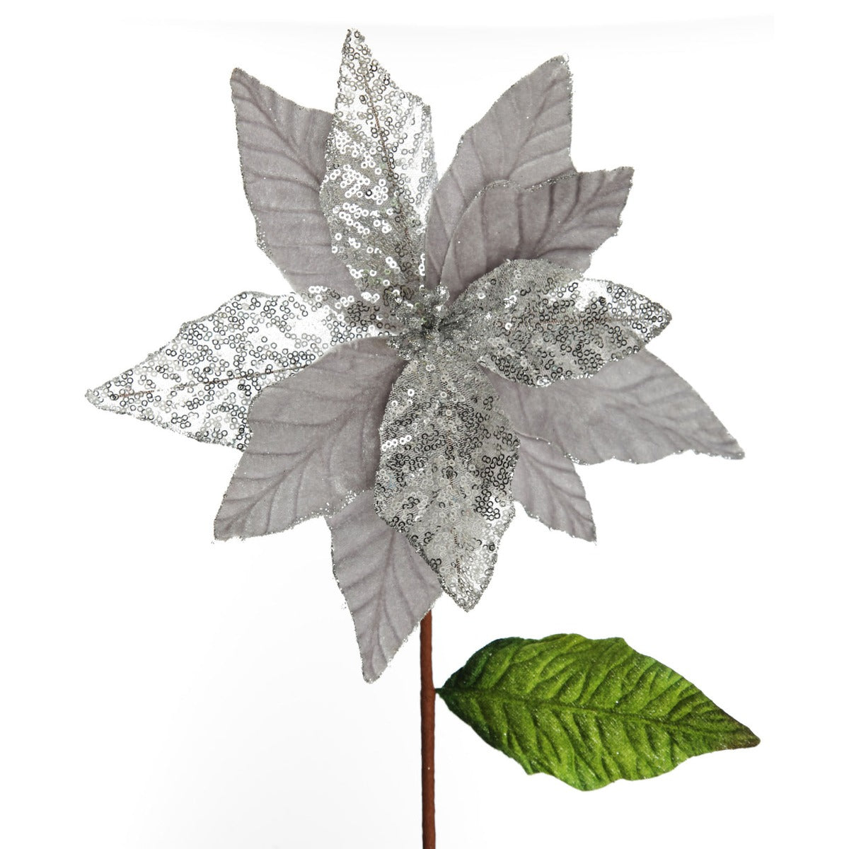 Silver Velvet Sequin Flower