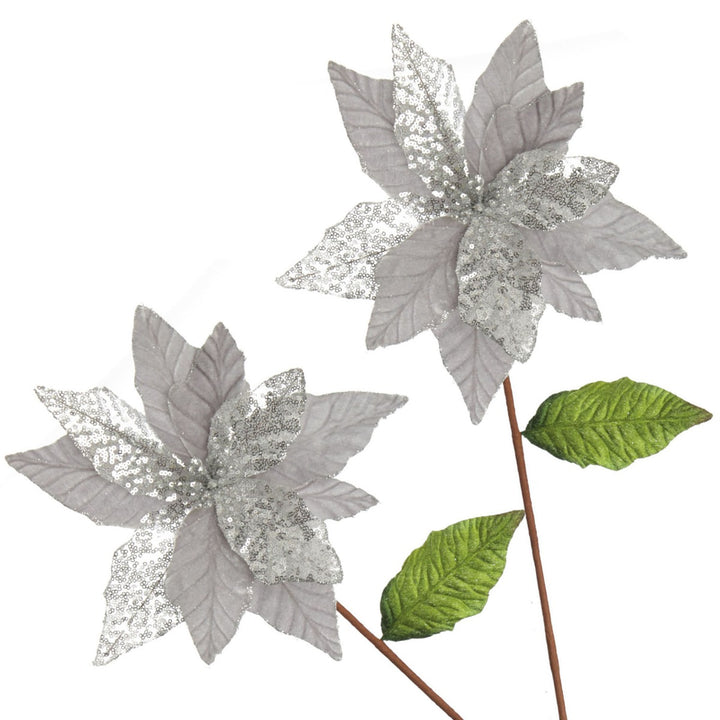 Silver Velvet Sequin Flower