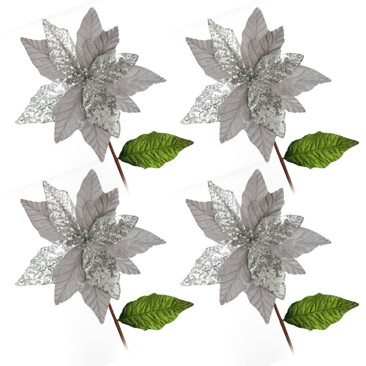 Silver Velvet Sequin Flower