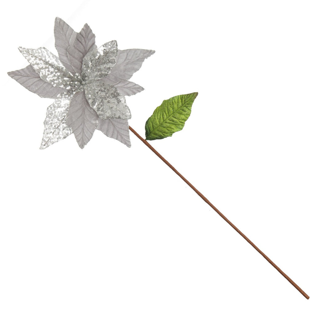 Silver Velvet Sequin Flower