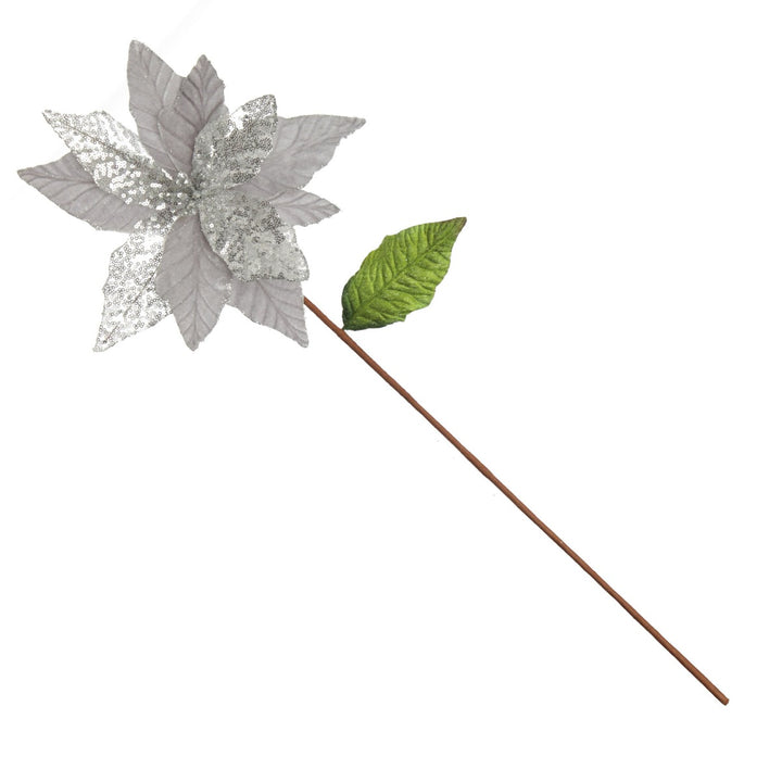 Silver Velvet Sequin Flower