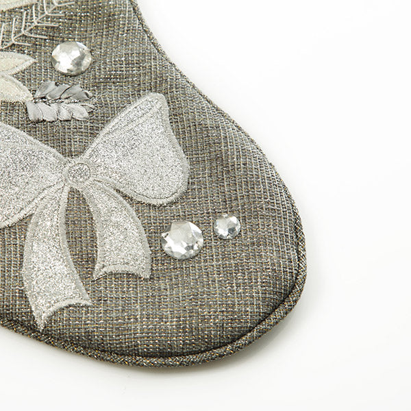 Personalised Silver Poinsettia Stocking - Detail