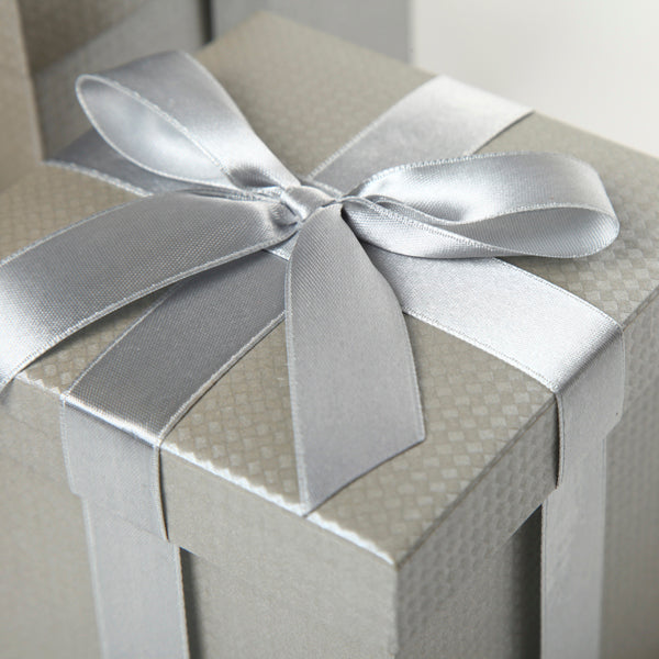 Metallic Silver Gift Box Closeup