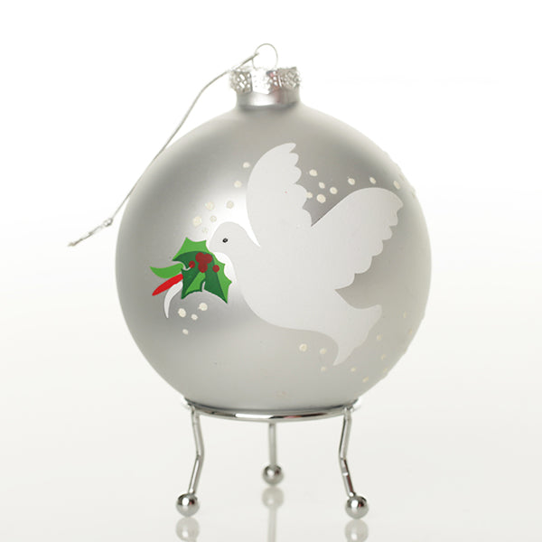 Silver Peace Doves Christmas Bauble