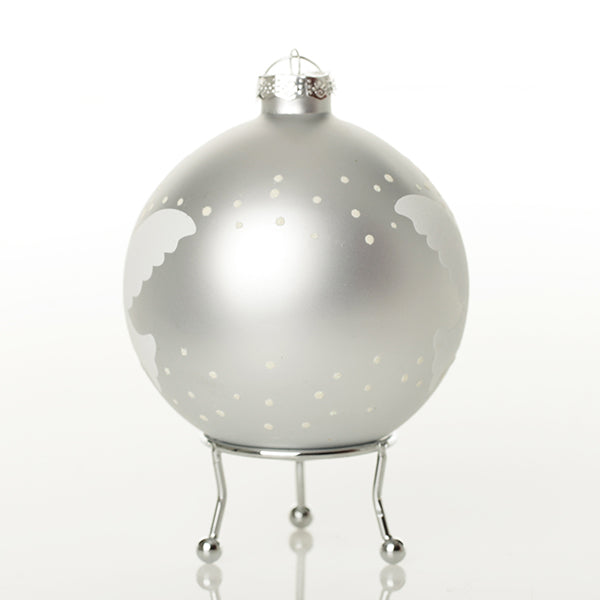 Silver Peace Doves Christmas Bauble back detail
