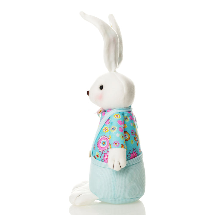 Sitting  Bright Plush Bunny Blue