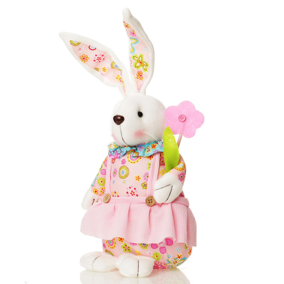 Sitting  Bright Plush Bunny Pink