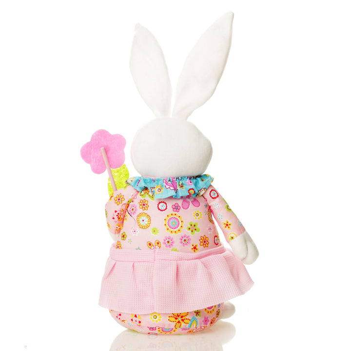Sitting  Bright Plush Bunny Pink