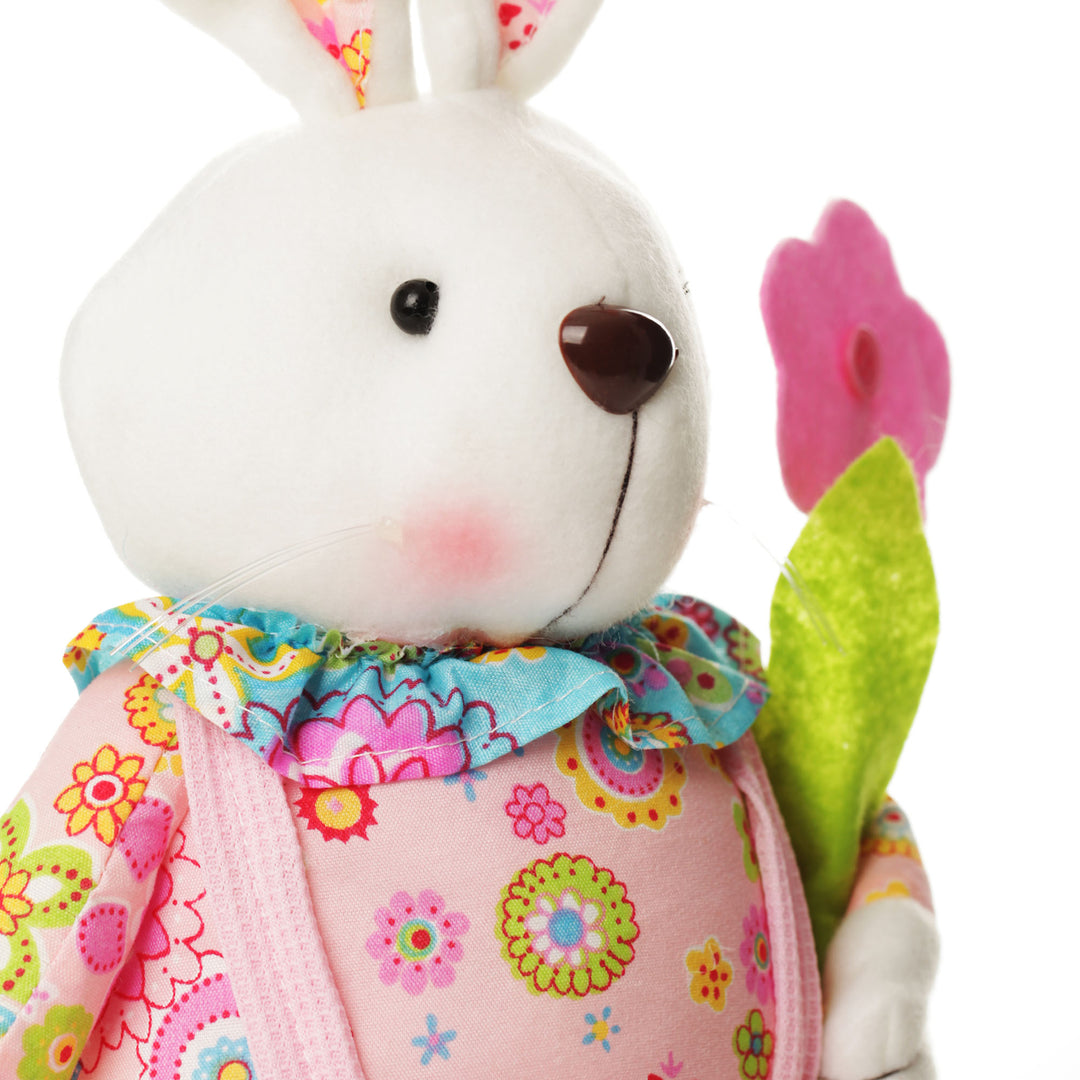 Sitting  Bright Plush Bunny Pink