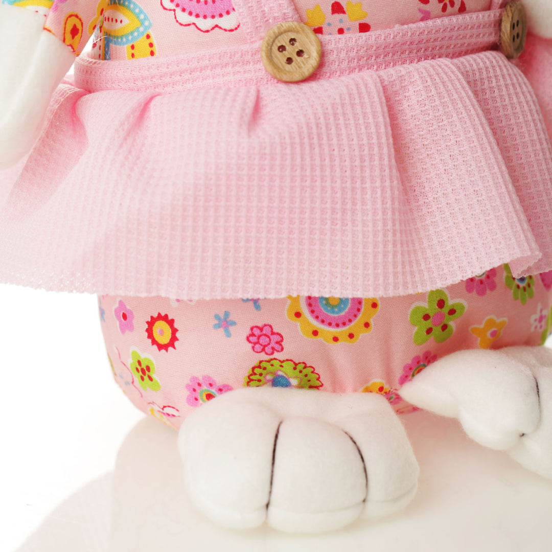 Sitting  Bright Plush Bunny Pink