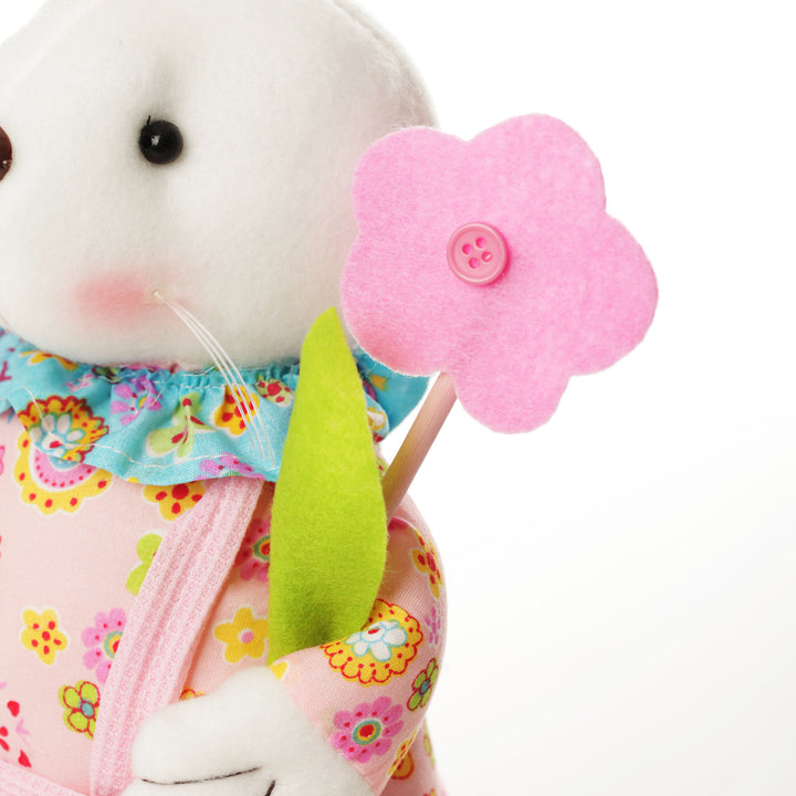 Sitting  Bright Plush Bunny Pink
