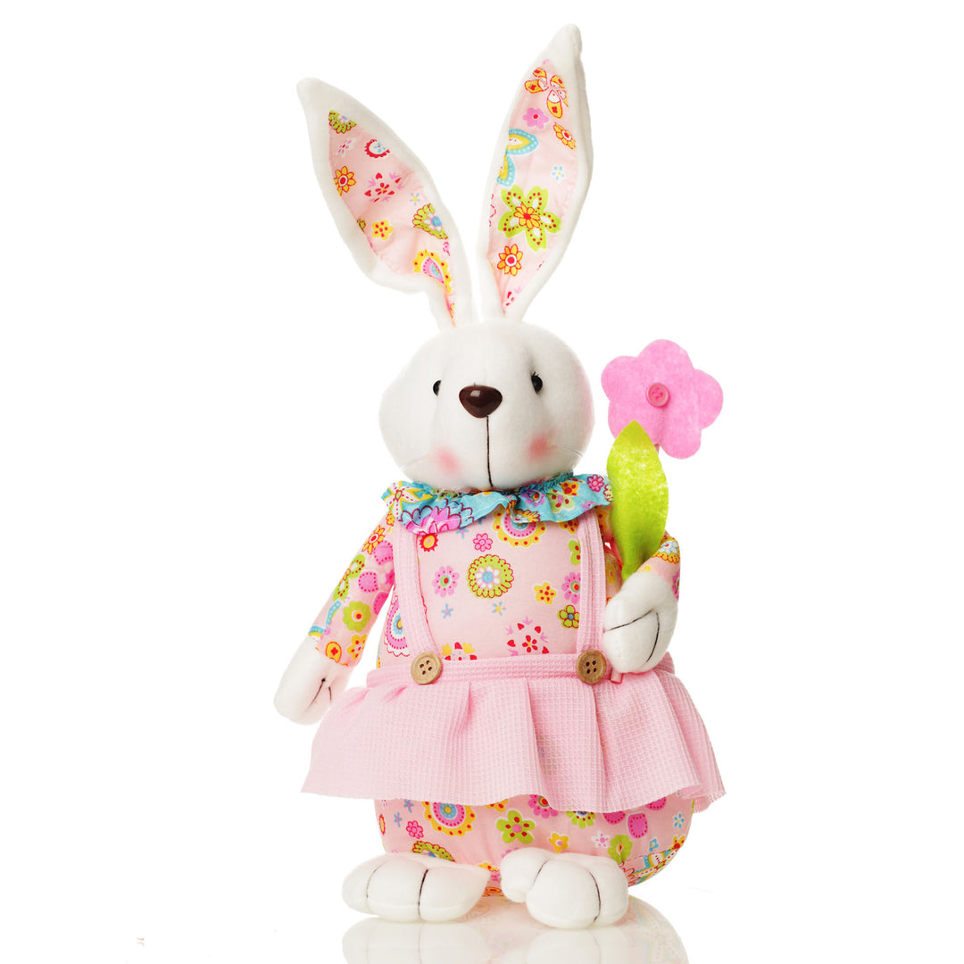 Sitting  Bright Plush Bunny Pink