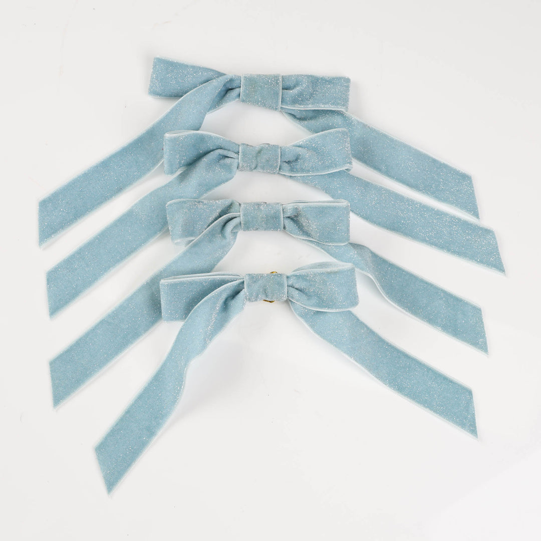 Sky Blue Bows - Pack of 4