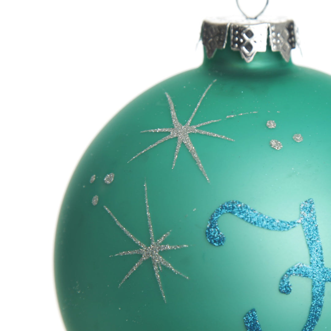 Sky Blue Glass Personalised Christmas Bauble