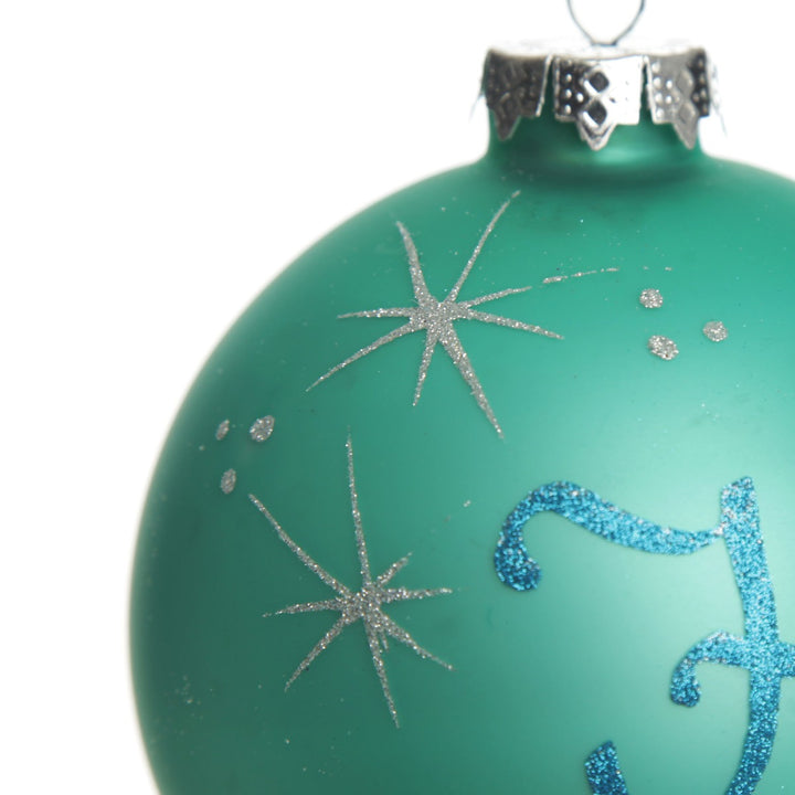 Sky Blue Glass Personalised Christmas Bauble