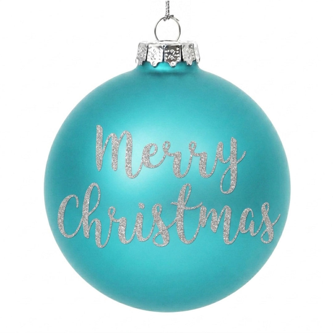 Sky Blue Glass Personalised Christmas Bauble