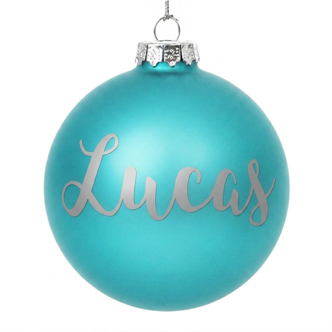 Sky Blue Glass Personalised Christmas Bauble