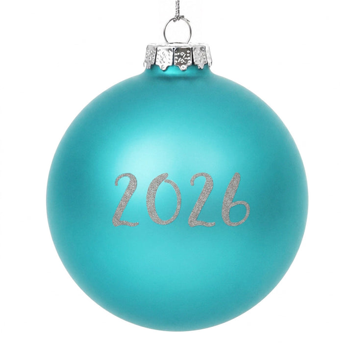 Sky Blue Glass Personalised Christmas Bauble