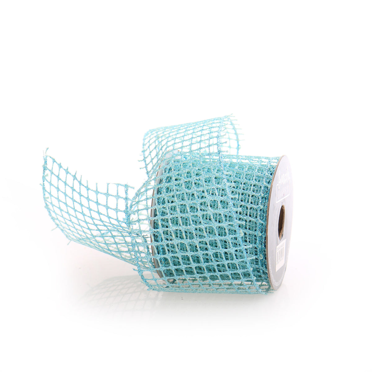 Sky Blue Glitter Mesh Wired Ribbon - 6.3cm