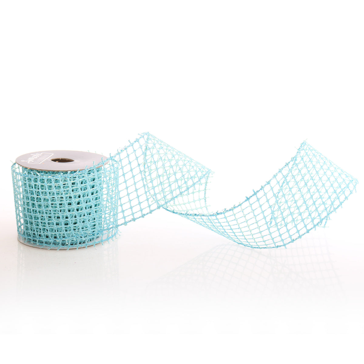 Sky Blue Glitter Mesh Wired Ribbon - 6.3cm