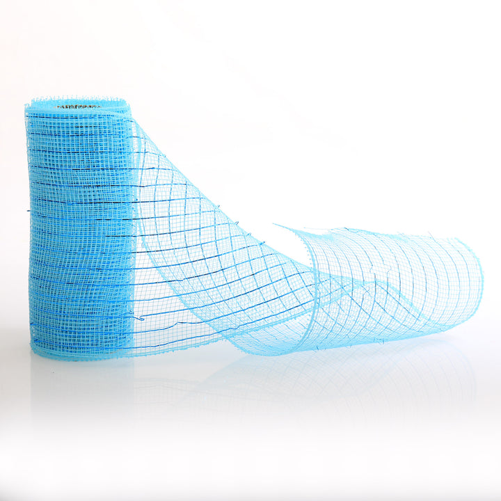Sky Blue Metallic Thread Decomesh Roll