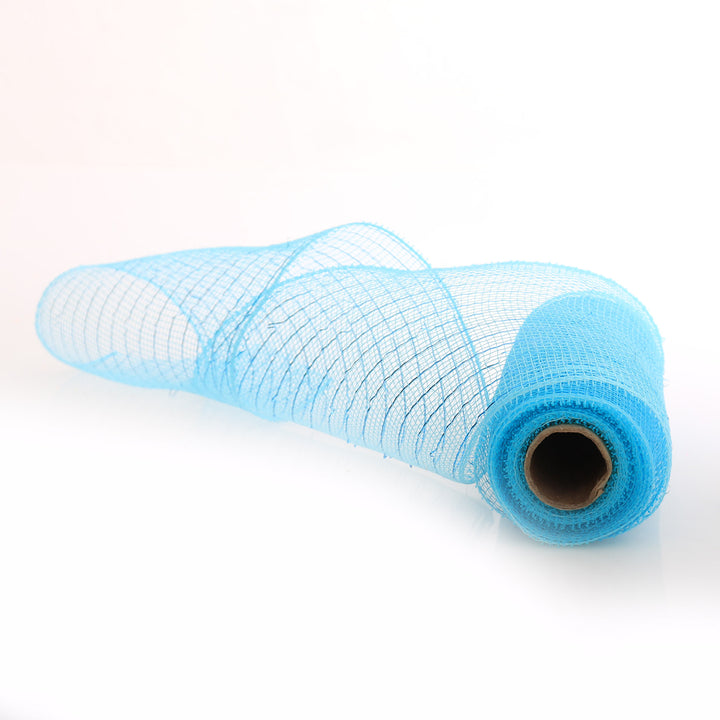 Sky Blue Metallic Thread Decomesh Roll