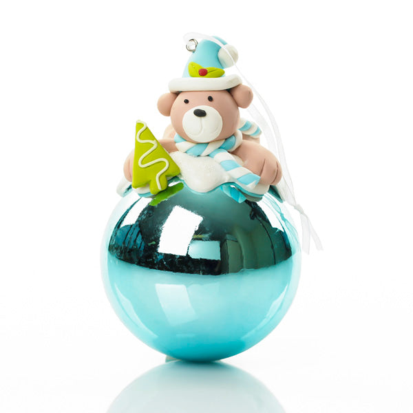 Blue Teddy Christms Character Bauble