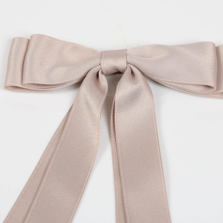 Slimline Blush Satin Christmas Bow 15cm (W) - Set of 2