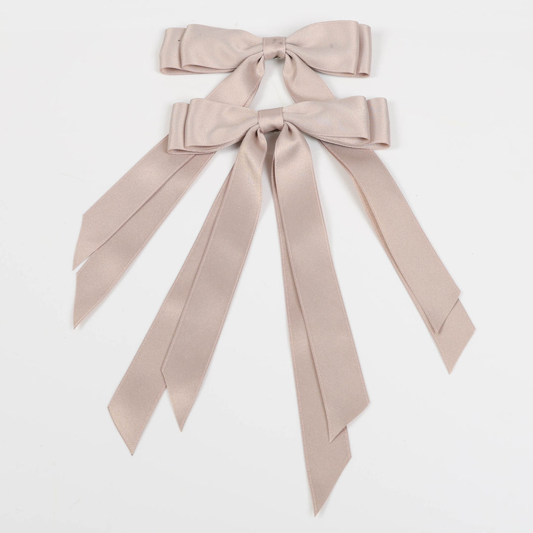 Slimline Blush Satin Christmas Bow 15cm (W) - Set of 2