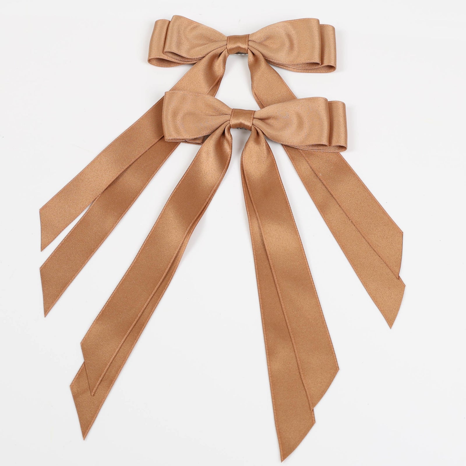 Slimline Caramel Satin Christmas Bow 15cm (W) - Set of 2