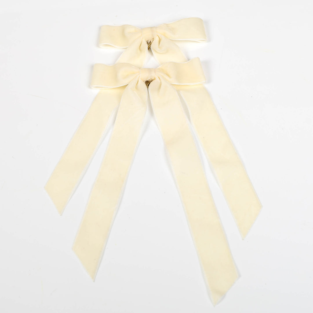 Slimline Ivory Velvet Bow - Set of 2