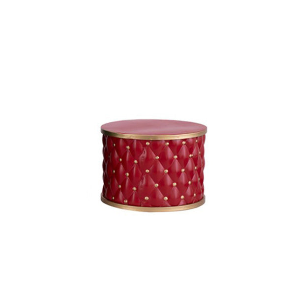 Small Red and Gold Metal Christmas Drum Stand - 29cm (D)