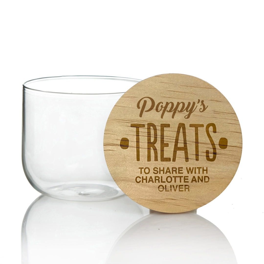 Personalised Treat Jar with Wooden Lid - Treats to Share