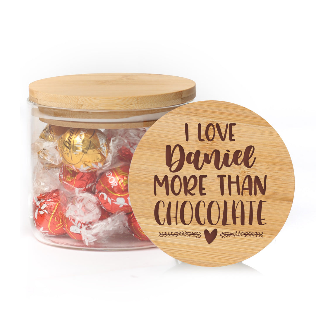 Personalised Treat Jar with Wooden Lid - I Love You