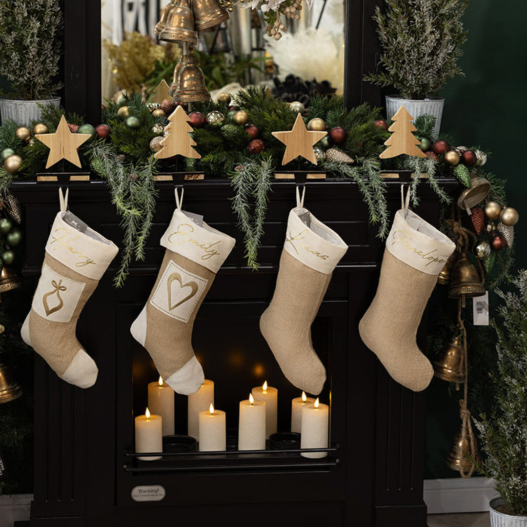 Personalised Burlap Bauble Christmas Stocking