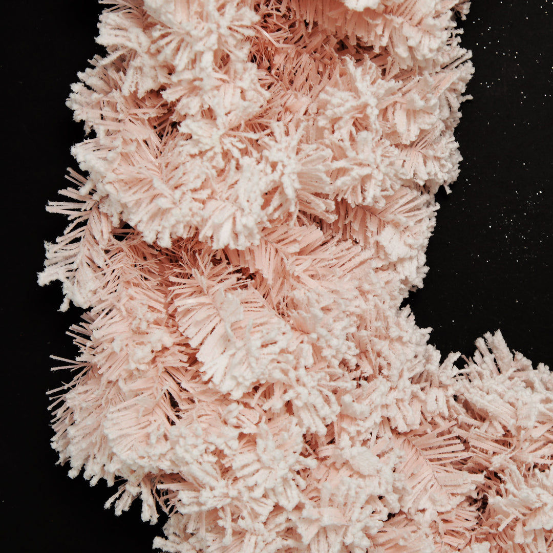 Snow Flocked Pink Fir Christmas Garland