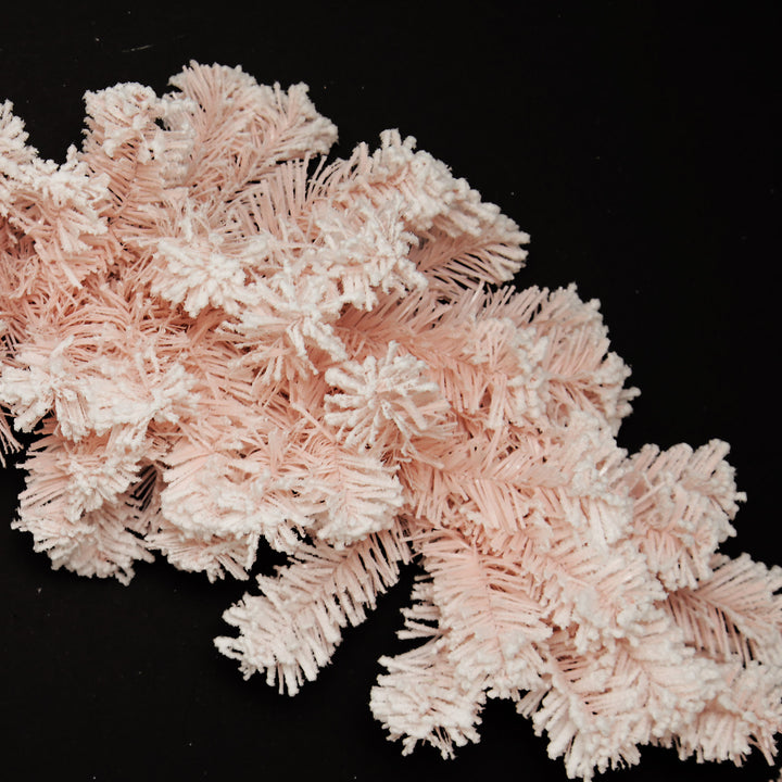 Snow Flocked Pink Fir Christmas Garland