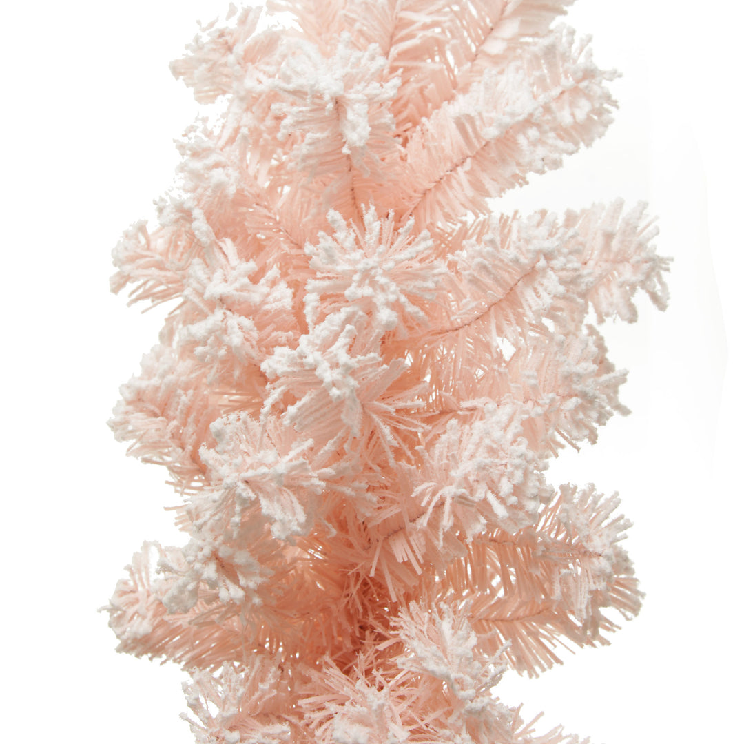 Snow Flocked Pink Fir Christmas Garland